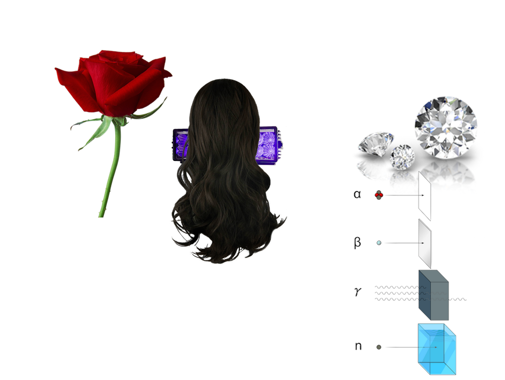 rose, ultraviolet, light, UV, hair, woman's hair, long hair, diamond, radiation, feminine, female, 